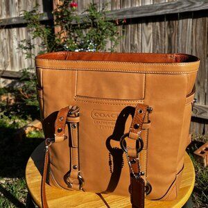 Coach #F11524 Shoulder Bag Tan W/ Silver Hardware